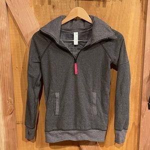 Ivivva brand girls 12 grey 3/4 zip fleece pullover. Like new. Ready for school!